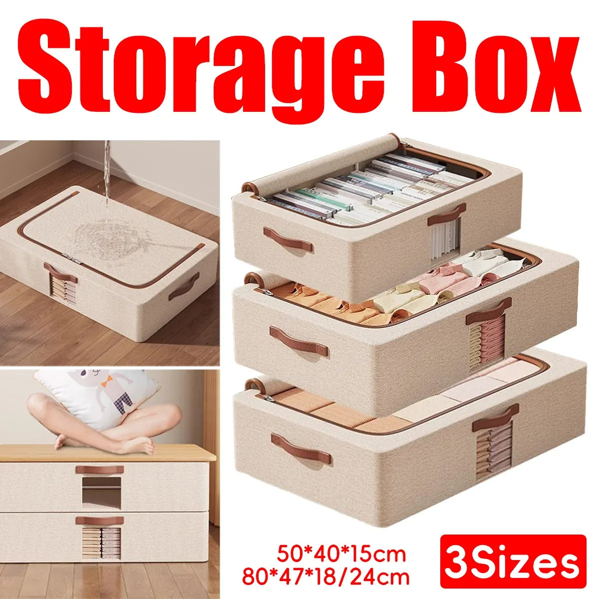 Home Foldable Under Bed Storage Box Clothes Shoes Bedding Dustproof Space Saving - XL