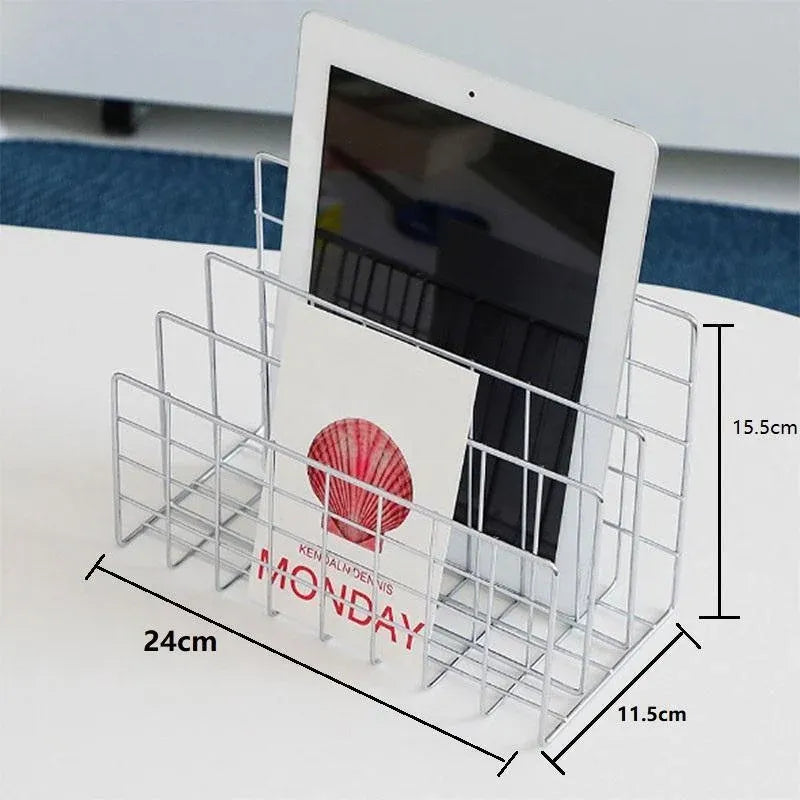 Three Layer Iron Office Document Organizer Rack Magazine Storage Shelf Bookshelf