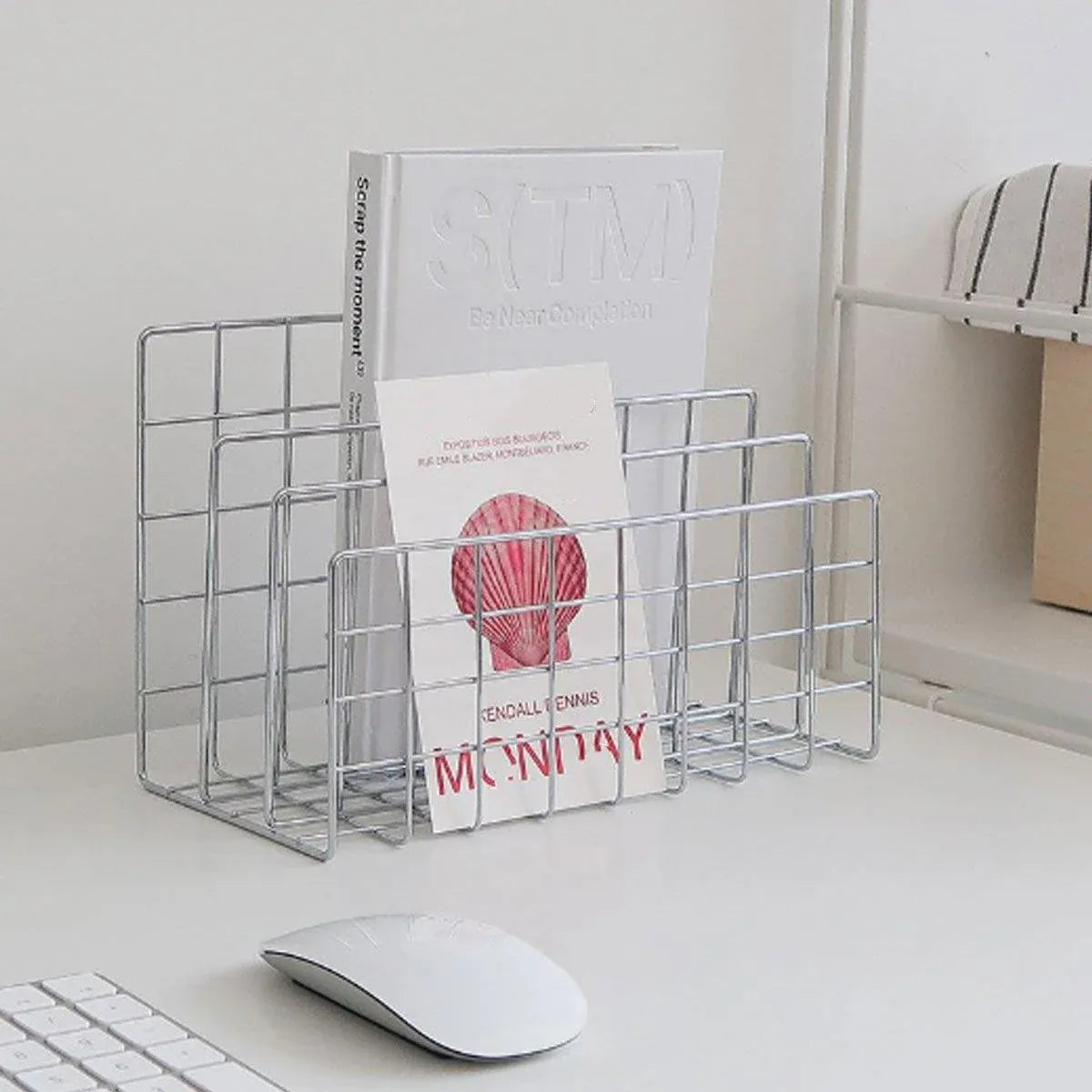 Three Layer Iron Office Document Organizer Rack Magazine Storage Shelf Bookshelf