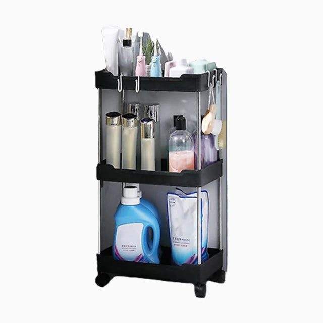 Multi Layer Rolling Storage Cart Kitchen Bathroom Organizer Shelf with Wheels - 3-Black