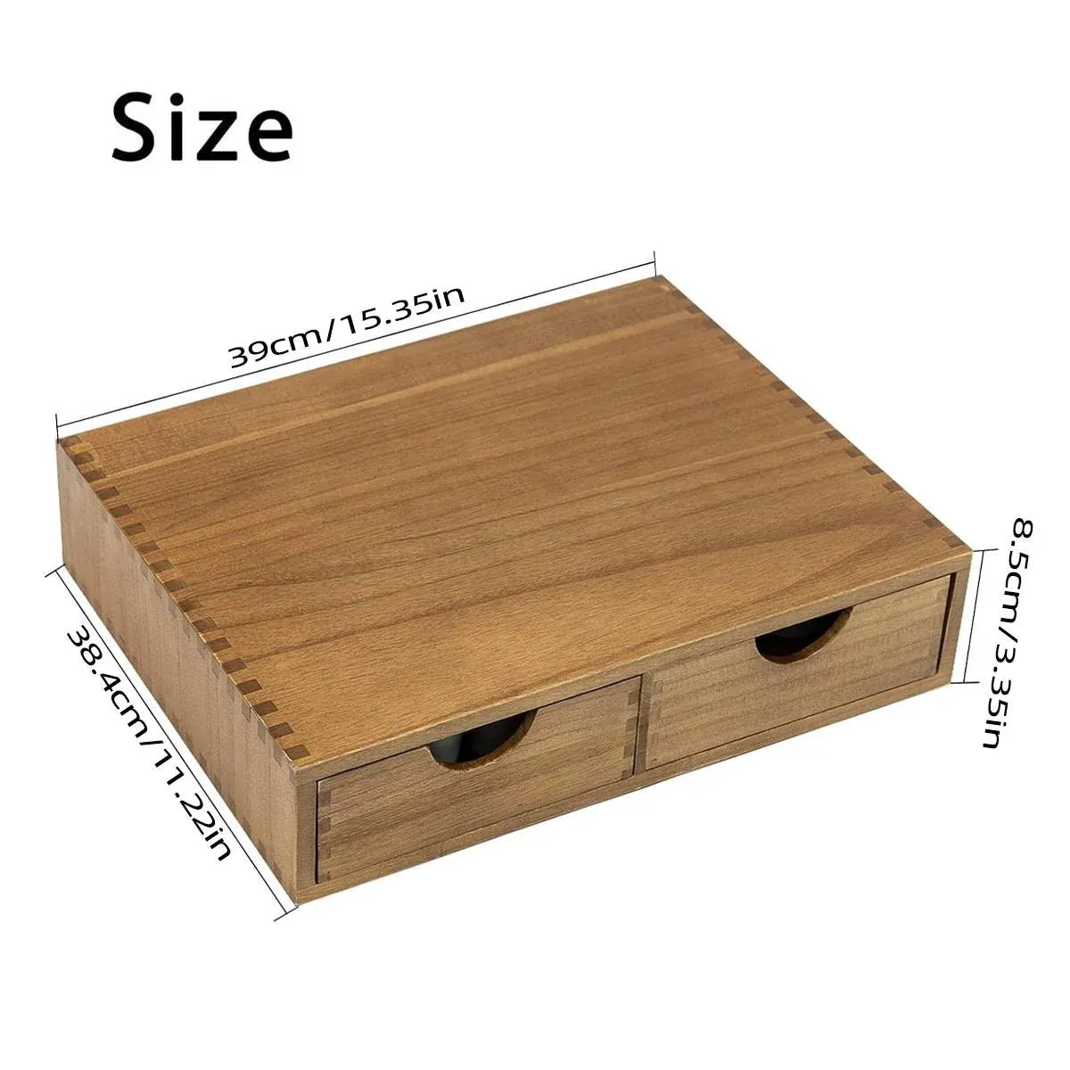 Wooden Coffee Capsule Holder Double Drawer Coffee Machine Stand Countertop Use