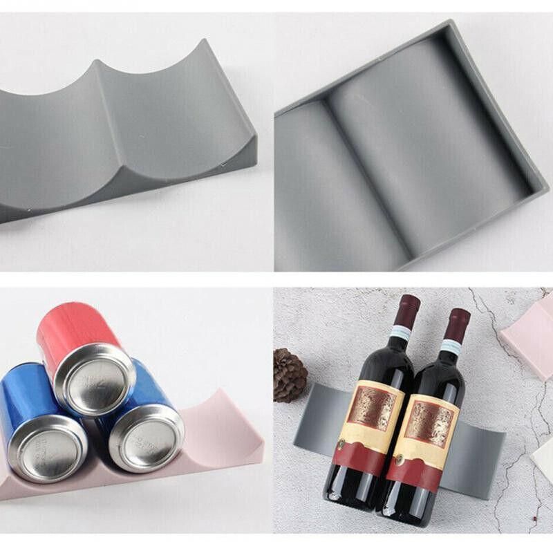 Fridge Organiser Wine Beer Stacking Bottle Rack Kitchen Space Saving Can Holder - Pink