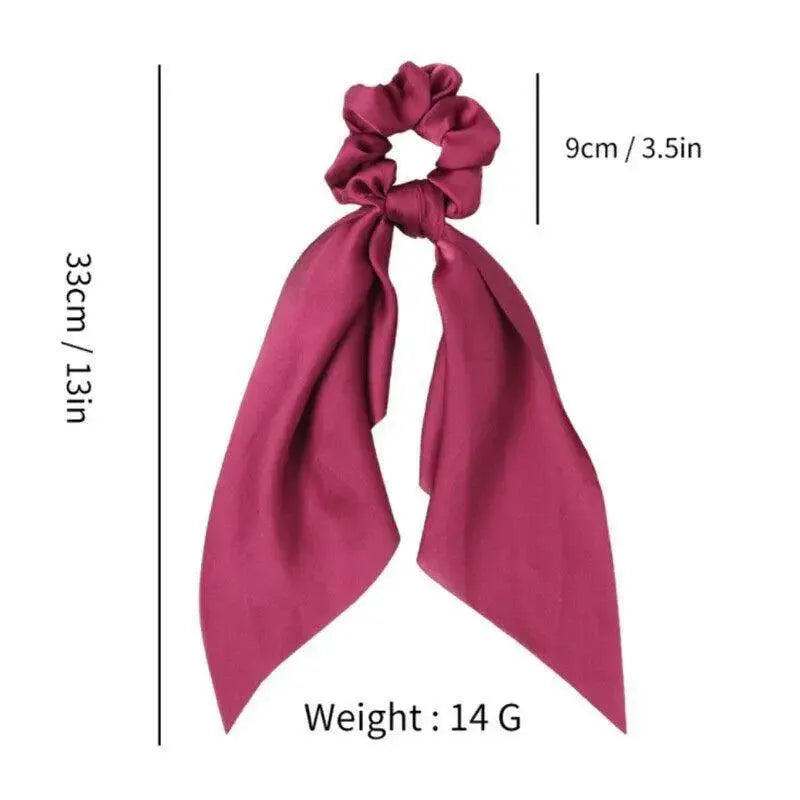 Chiffon Ponytail Scarf Bow Elastic Hair Rope Tie Scrunchies Ribbon Hair Bands - Grey