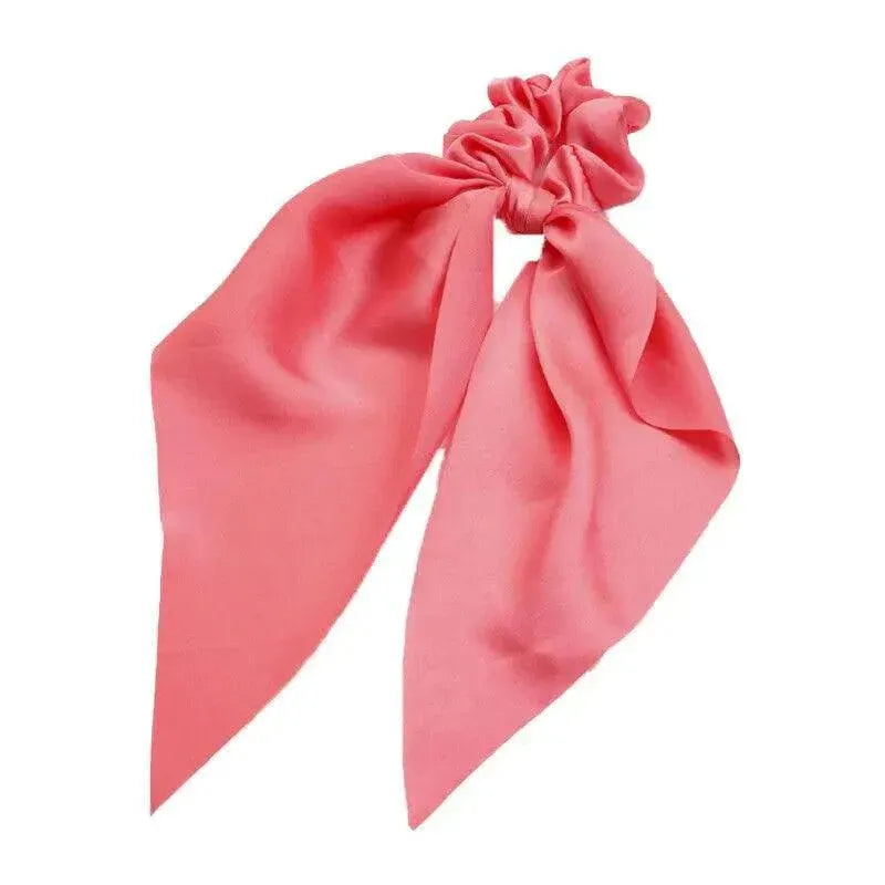 Chiffon Ponytail Scarf Bow Elastic Hair Rope Tie Scrunchies Ribbon Hair Bands - Pink