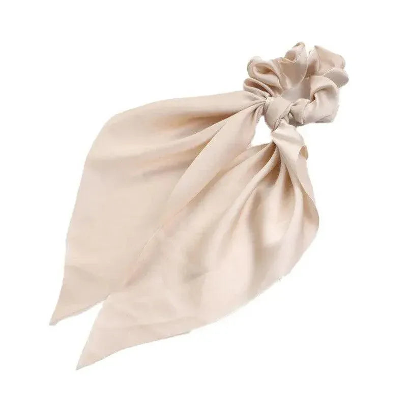 Chiffon Ponytail Scarf Bow Elastic Hair Rope Tie Scrunchies Ribbon Hair Bands - Champagne