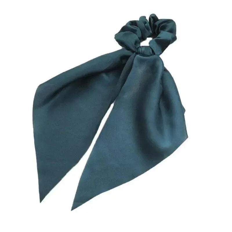Chiffon Ponytail Scarf Bow Elastic Hair Rope Tie Scrunchies Ribbon Hair Bands - Green