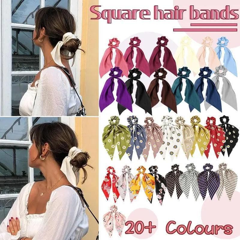Chiffon Ponytail Scarf Bow Elastic Hair Rope Tie Scrunchies Ribbon Hair Bands - Green