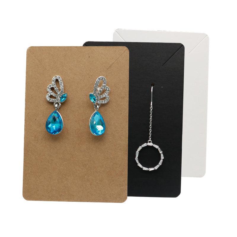 40pcs Jewellery Display Cards Necklace Earring Holder Kraft Paper 6x9cm - White