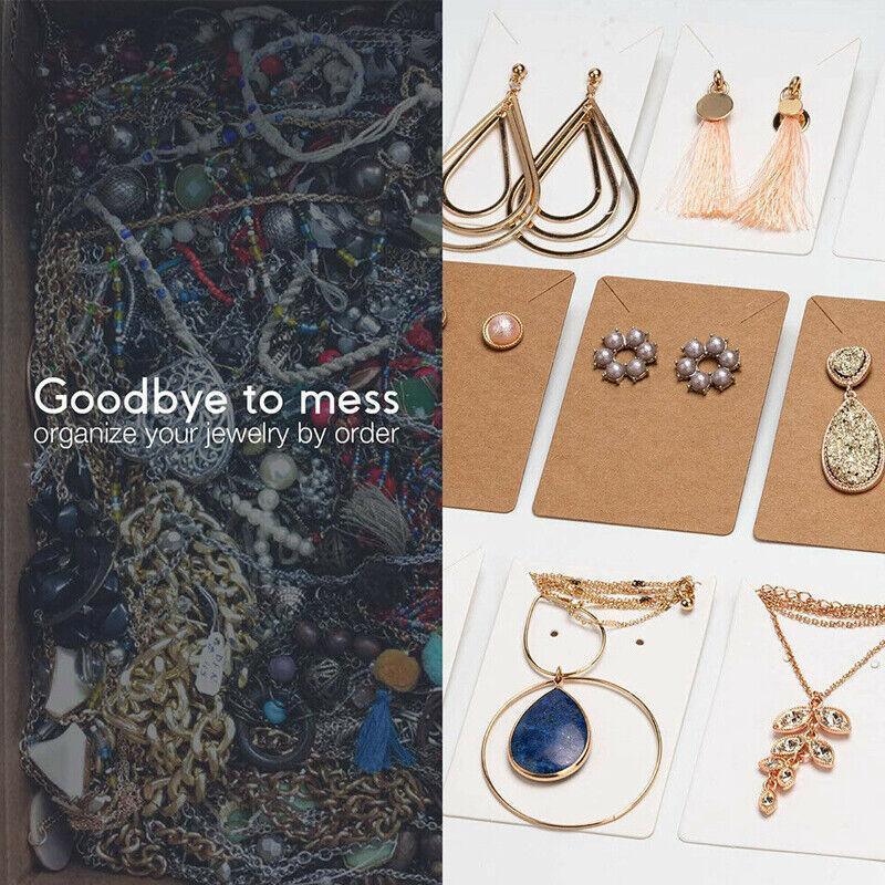 40pcs Jewellery Display Cards Necklace Earring Holder Kraft Paper 6x9cm - White