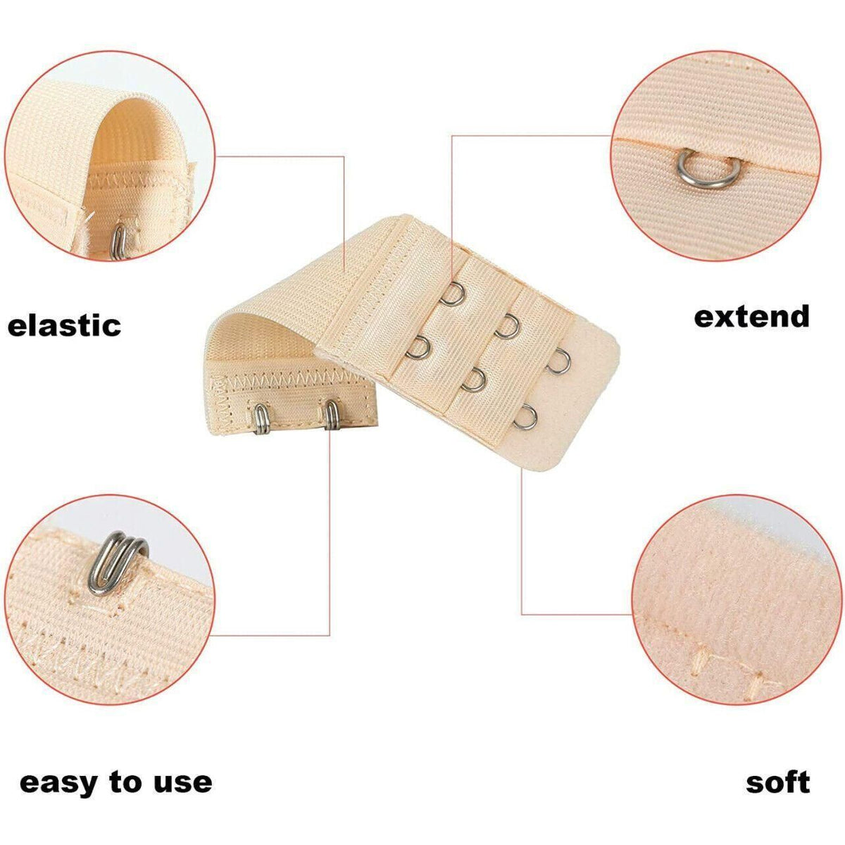 Maternity Strap Clip On Bra Extender Extension 2 Hooks Ladies Plus Size - Black