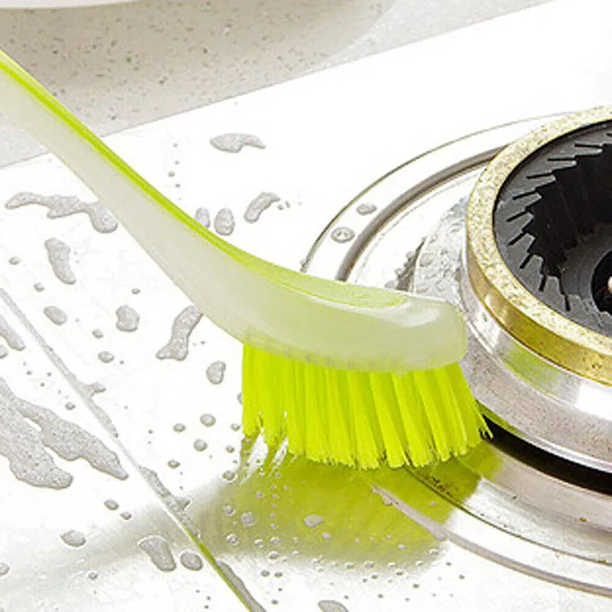 Multi Functional Long Handle Cleaning Brush Vertical Suction Kitchen Brush - Yellow