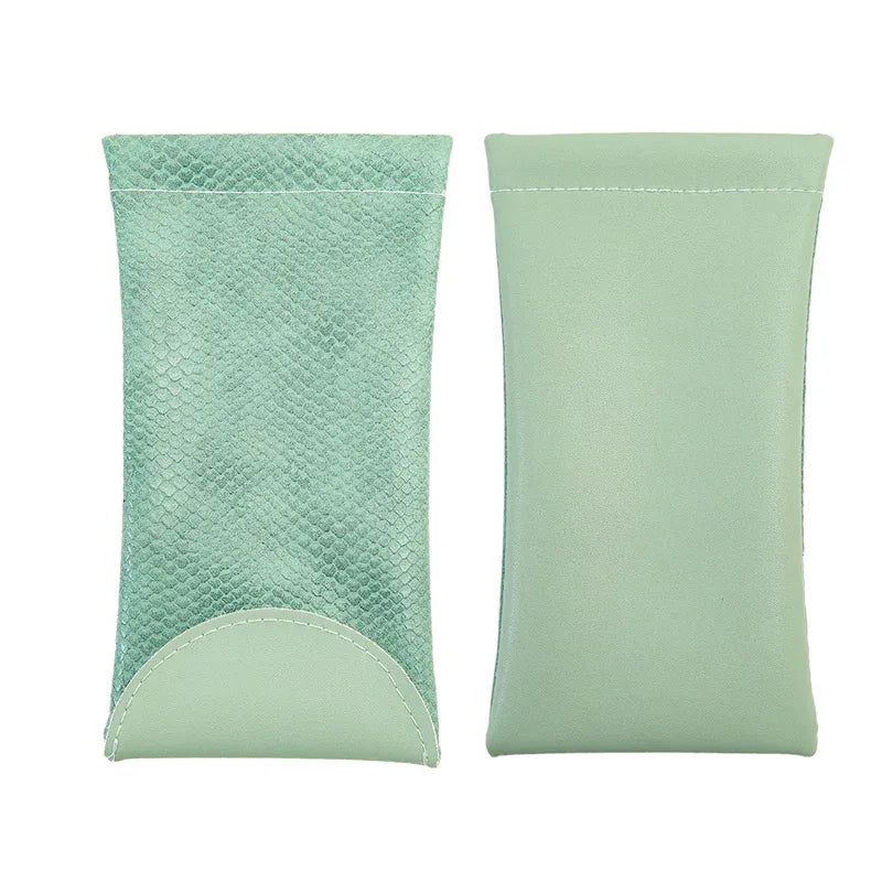 Mouth Snapped Sunglasses Eyeglass Glasses Case Soft Pouch Bag Pocket Spectacle - Light Green