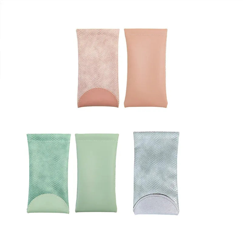 Mouth Snapped Sunglasses Eyeglass Glasses Case Soft Pouch Bag Pocket Spectacle - Light Green