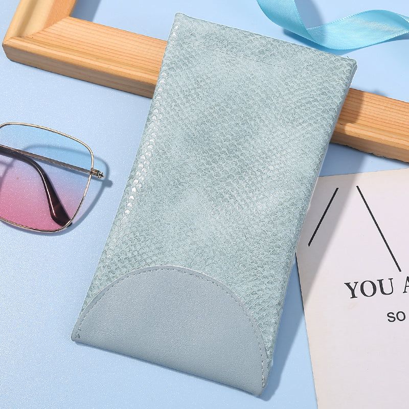 Mouth Snapped Sunglasses Eyeglass Glasses Case Soft Pouch Bag Pocket Spectacle - Light Green