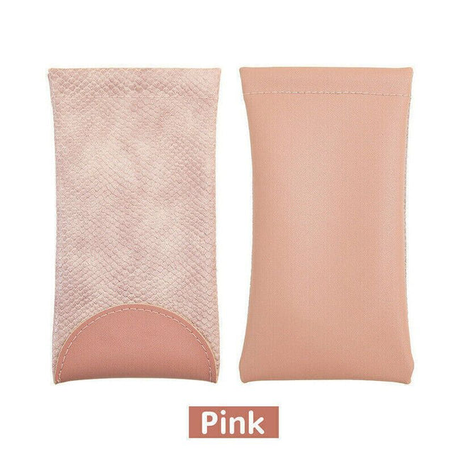 Mouth Snapped Sunglasses Eyeglass Glasses Case Soft Pouch Bag Pocket Spectacle - Pink