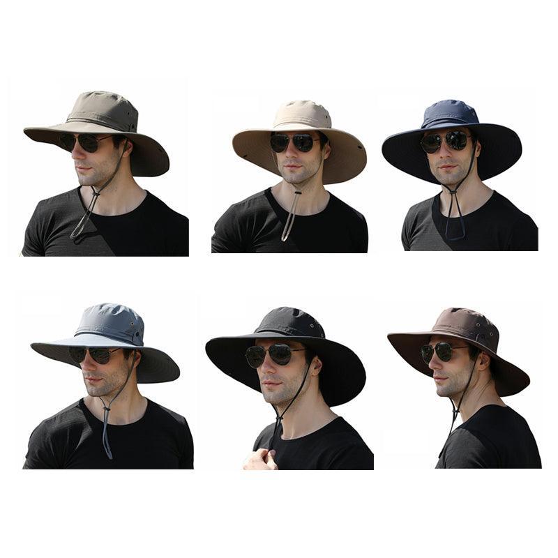 Outdoor Uv Protection Sun Hat Wide Brim Cap Quick-Drying Hat For Fishing Hiking - Grey