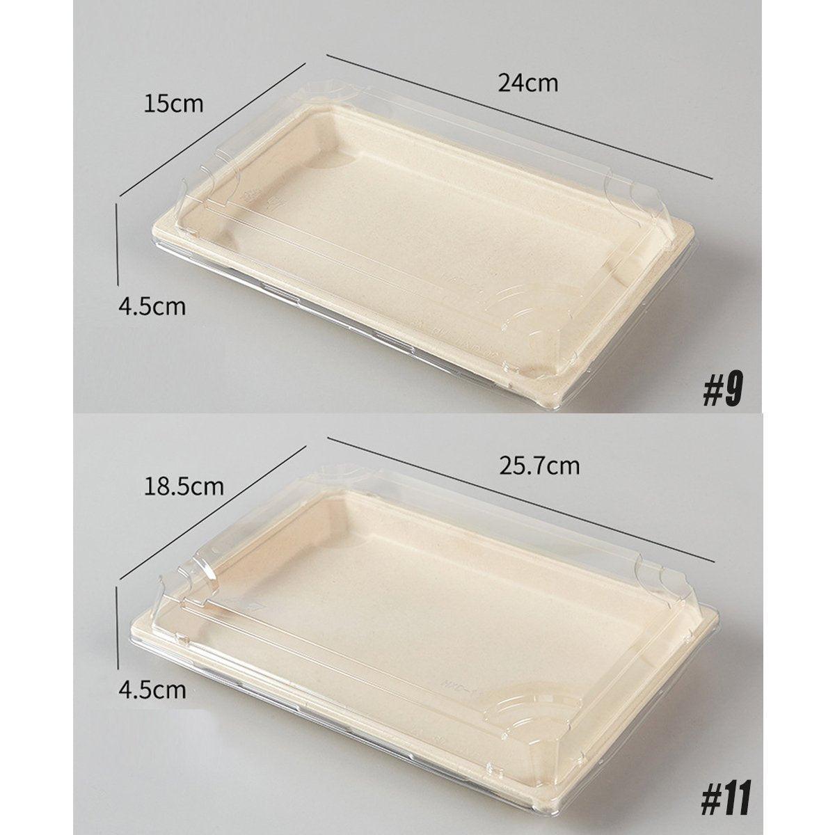 50pcs Eco-Friendly Sushi Box Rectangular Biodegradable Lunch Packaging Plate - 13.9 cm x 7.9 cm x 4.5 cm