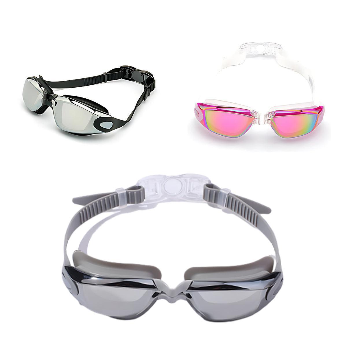 Unisex Swimming Goggles Waterproof Anti Fog Adjustable Swim Glasses for Men Women - Purple