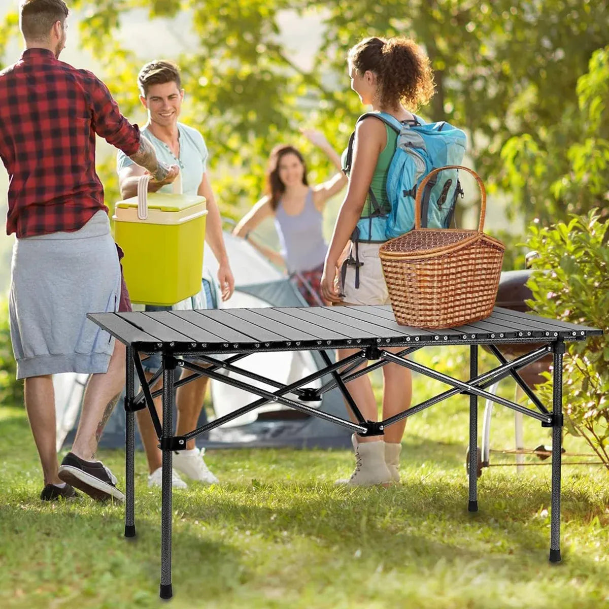 Folding Outdoor Camping Table Portable Aluminium Top Picnic Beach Garden