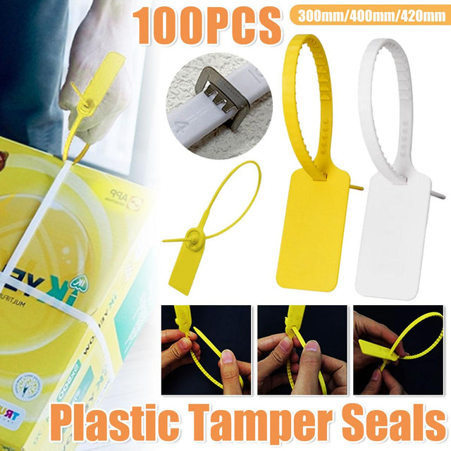 100pcs Plastic Seal Security Tags Plastic Label Tabs Ties Luggage - White-420mm