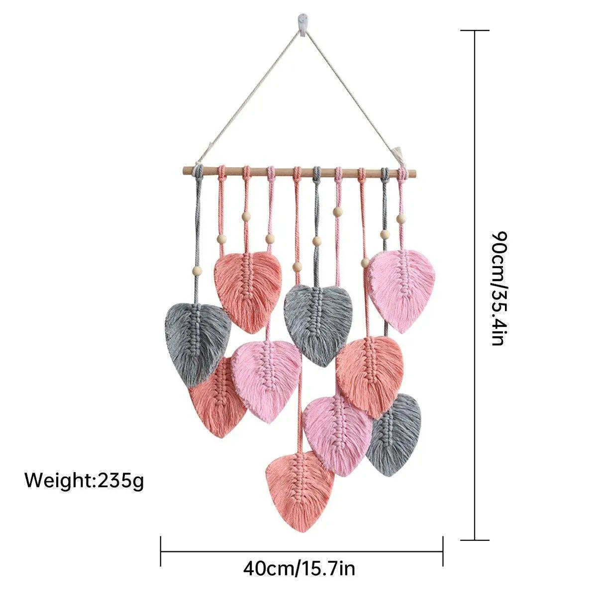 Handmade Braided Cotton Rope Leaves Wall Hanging Home Decoration Ornament - Green