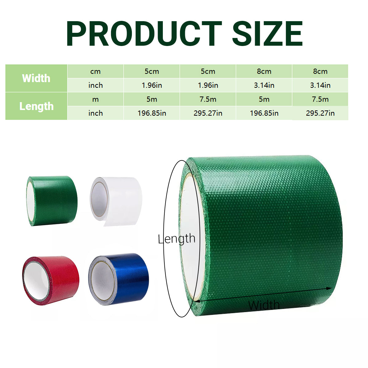 High Adhesive Tarpaulin Repair Tape Tent Awning Fix Patch Waterproof Universal - White - 8cm x 7.5m