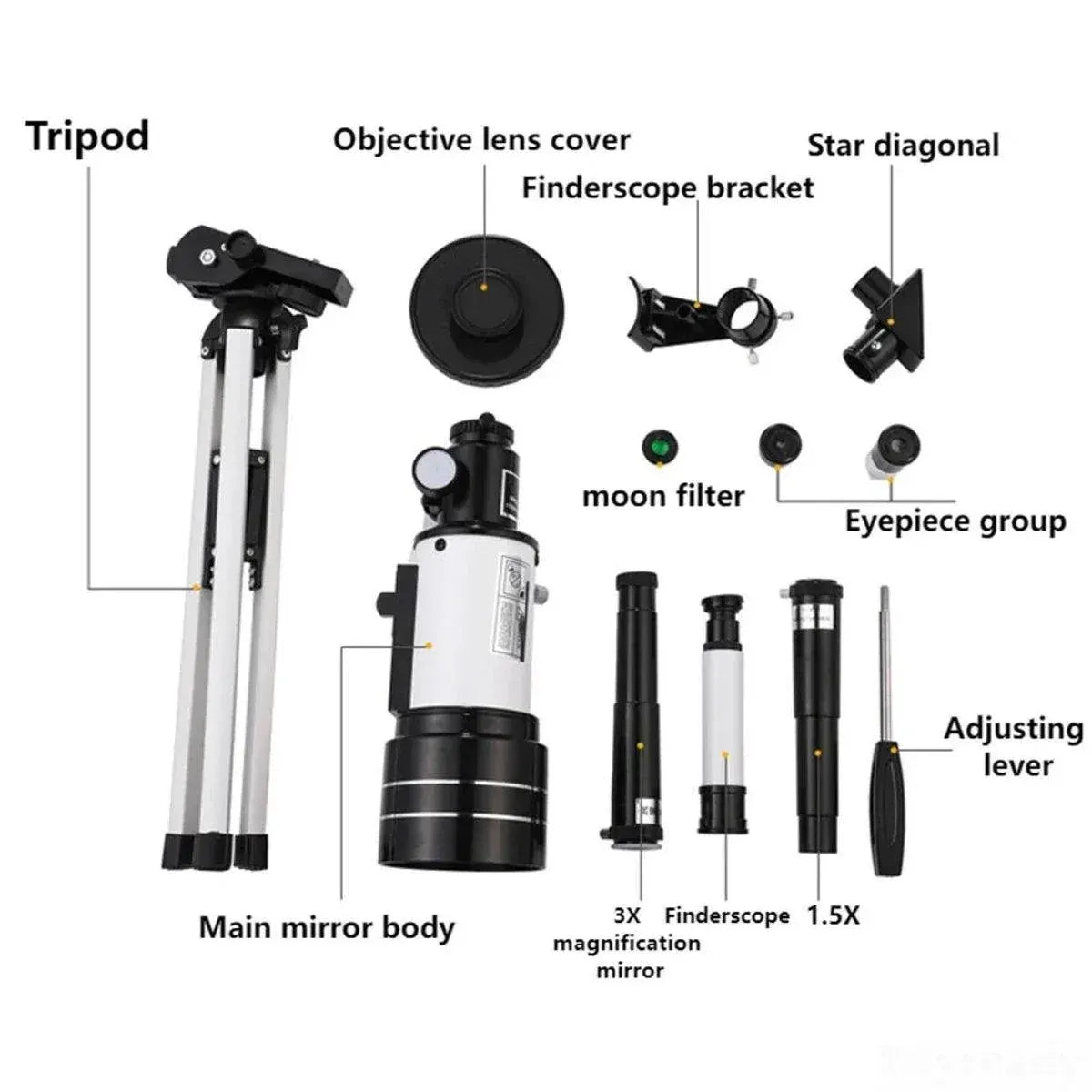 HD Astronomical Telescope with Desktop Tripod and Up to 150X Combo Magnification