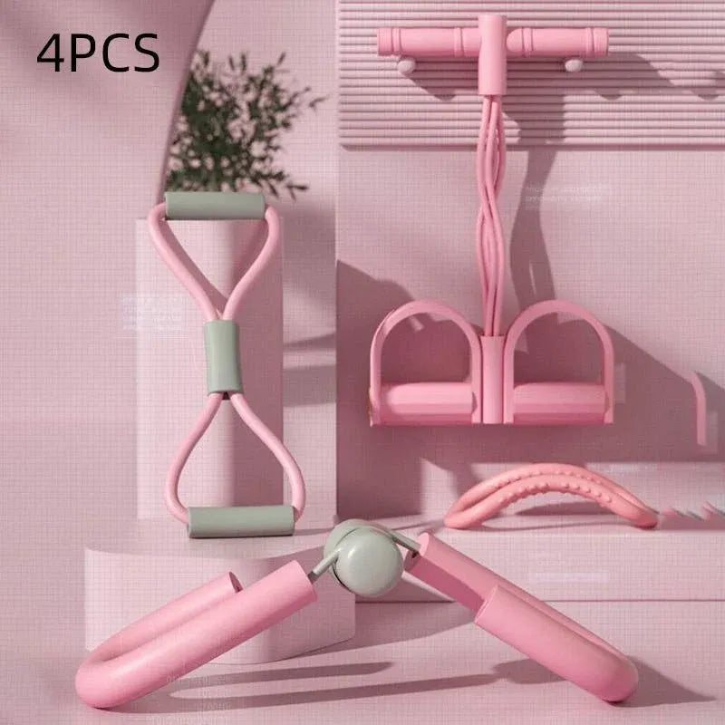 4pcs Pink Yoga Fitness Equipment for Home Workout Stretching and Exercise