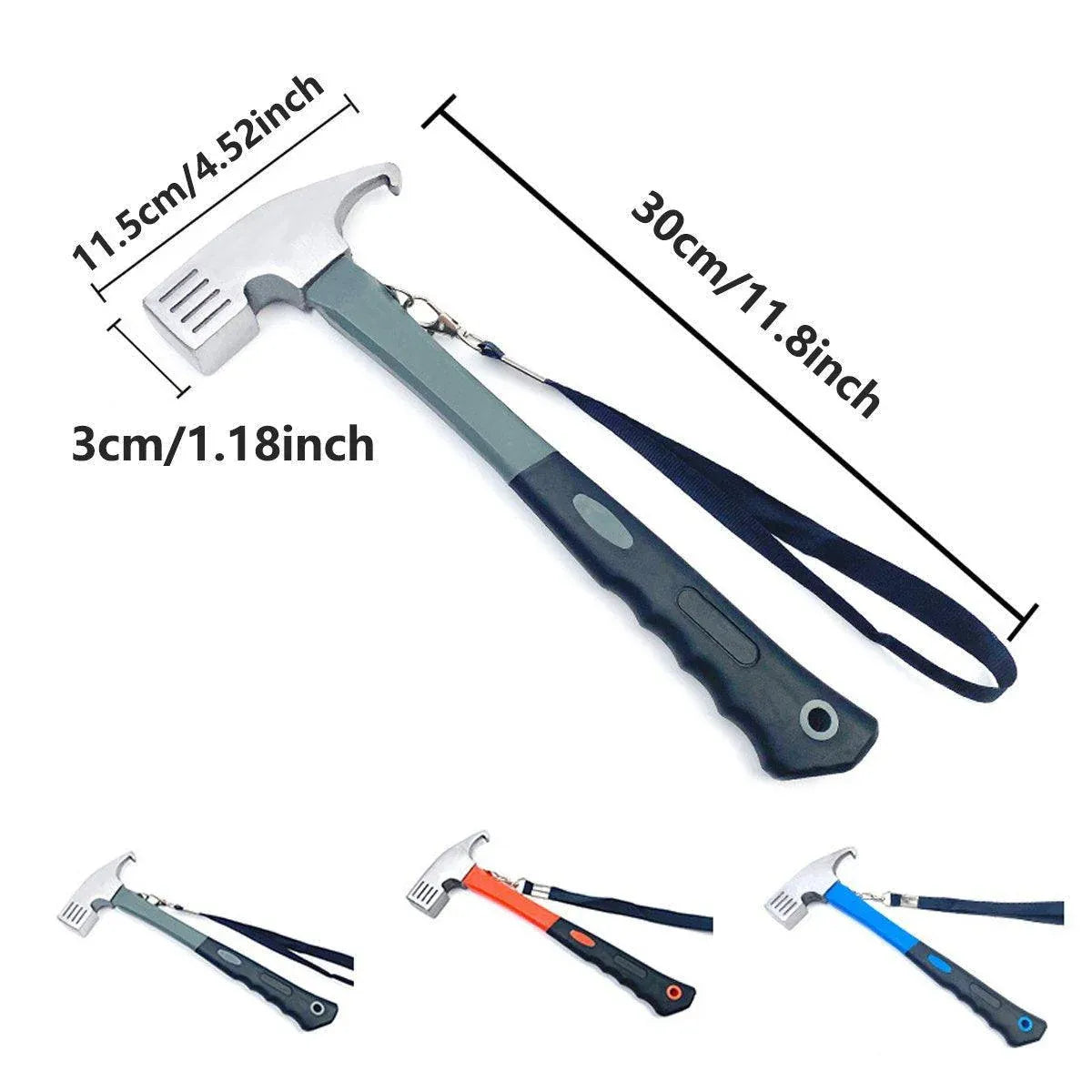 Outdoor Camping Hammer Tent Stake Puller Ground Hammer Heavy Duty Camping Tool - Grey