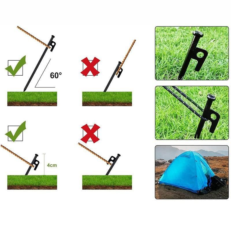 Heavy Duty Camping Tent Pegs 30cm Steel Ground Stakes Set of 10 for Outdoor Use