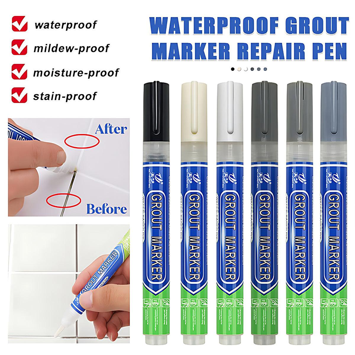 6Colours Tile Repair Pen Styling Wall Gap Grout Refresher Marker Bathroom - Black