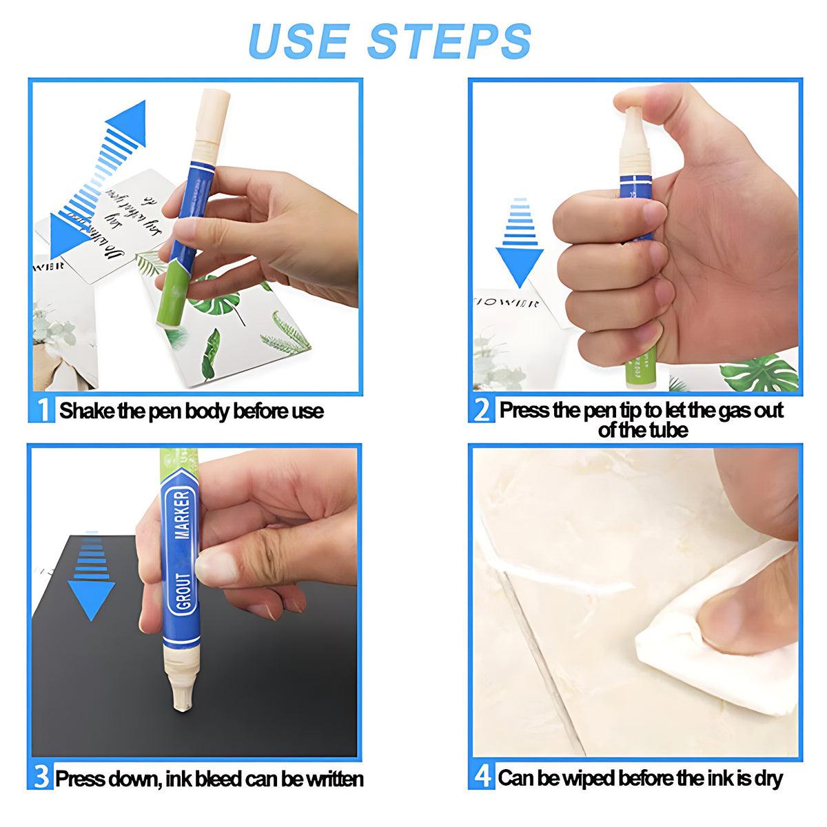 6Colours Tile Repair Pen Styling Wall Gap Grout Refresher Marker Bathroom - Black