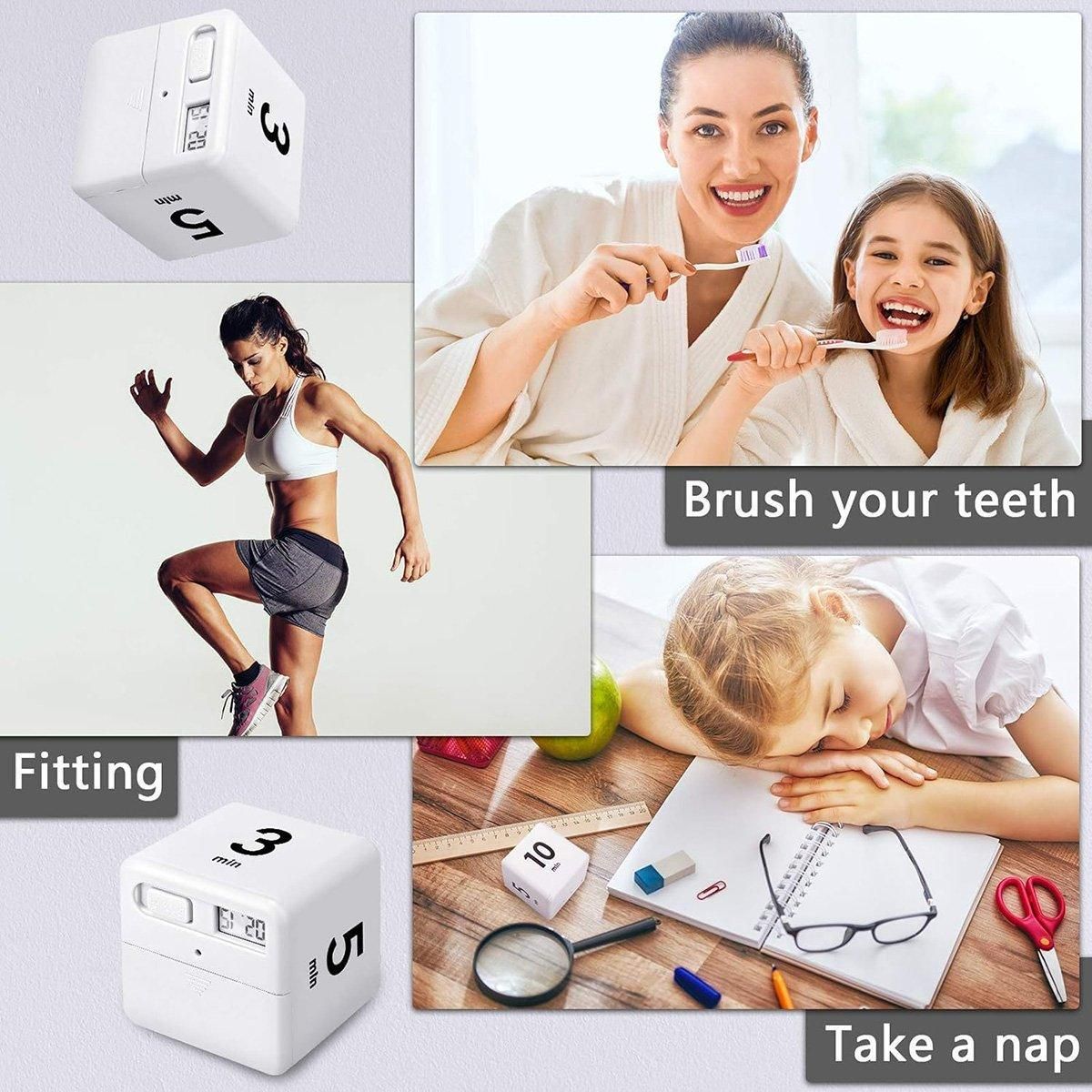 Cubic Timer for Students Time Management Study Exercise Reminder Tool Adjustable - 15-20-30-60