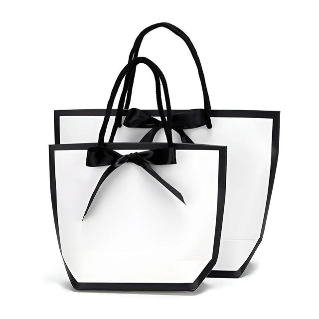 25pcs Solid Color Tote Bags Gift Packaging Shopping Bag Set - Large (14*7*17cm)