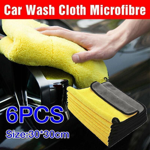 6Pcs Car Wash Cloth Microfibre Super Absorbent Polishing Cleaning Towels Drying