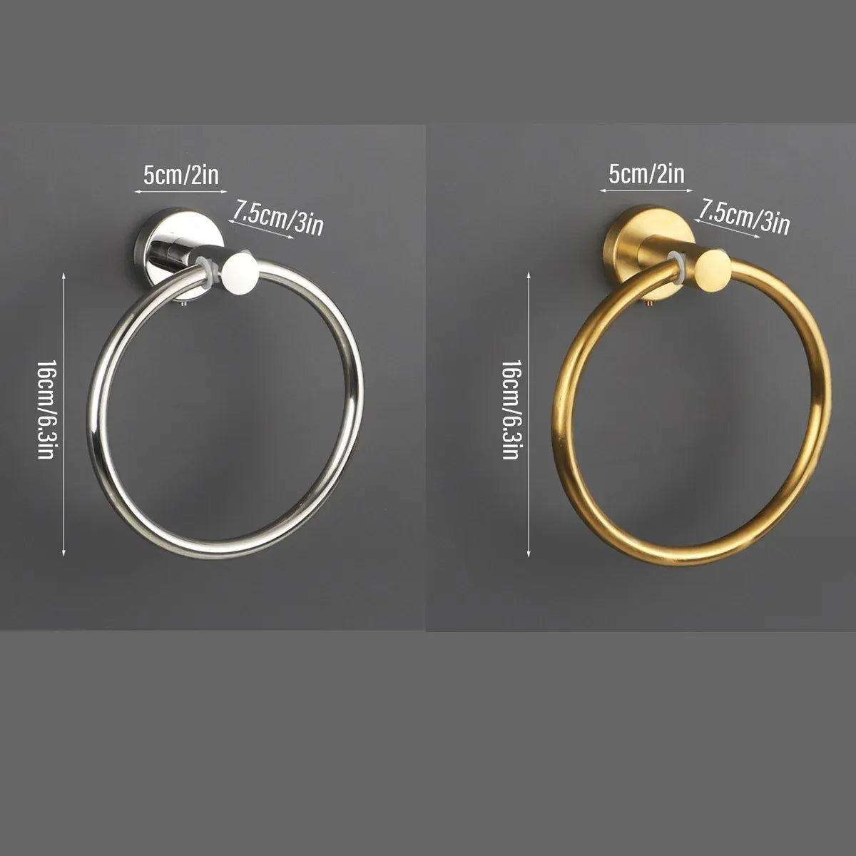 Bathroom Towel Rack Wall Mounted Towel Ring Black Toilet Paper Holder Shelf - Gold