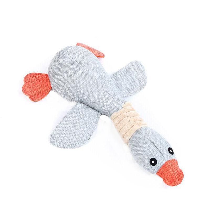 Squeaky Dog Toy Plush Chew Rope Pet Puppy Toys with Squeaker Crinkle for Teething - Light Blue Goose
