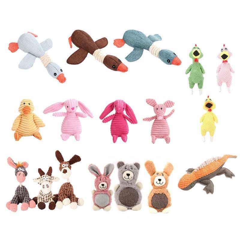 Squeaky Dog Toy Plush Chew Rope Pet Puppy Toys with Squeaker Crinkle for Teething - Light Blue Goose
