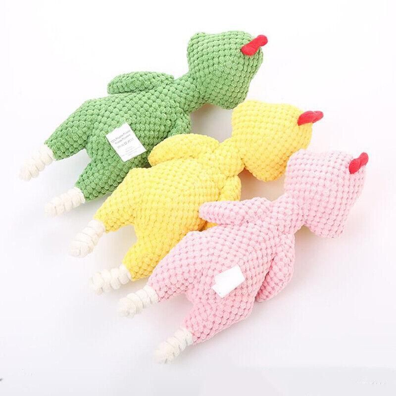 Squeaky Dog Toy Plush Chew Rope Pet Puppy Toys with Squeaker Crinkle for Teething - Light Blue Goose