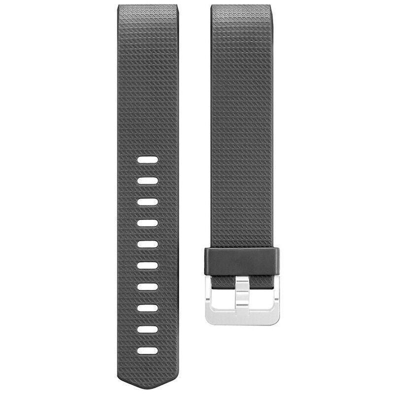 L Size Silicone Watch Wrist Sports Strap For Fitbit Charge Band Wristband Replacement - Grey