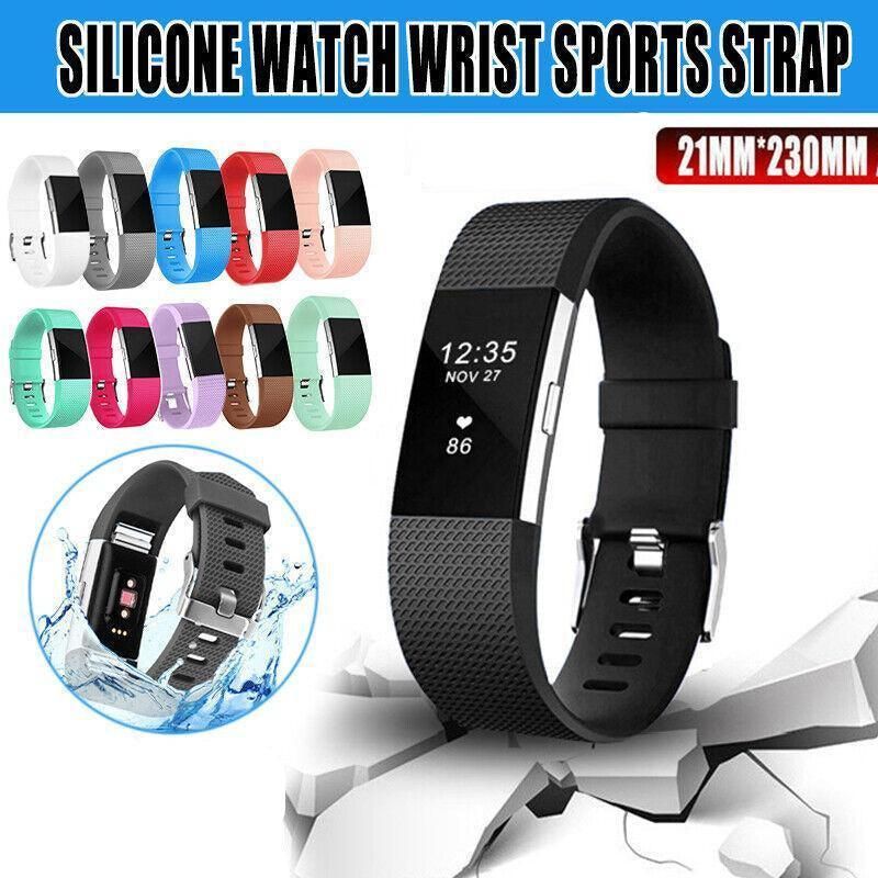 L Size Silicone Watch Wrist Sports Strap For Fitbit Charge Band Wristband Replacement - Light Pink