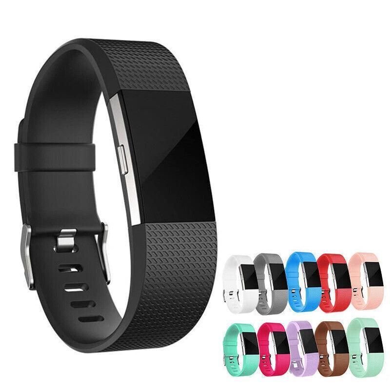 L Size Silicone Watch Wrist Sports Strap For Fitbit Charge Band Wristband Replacement - Light Pink