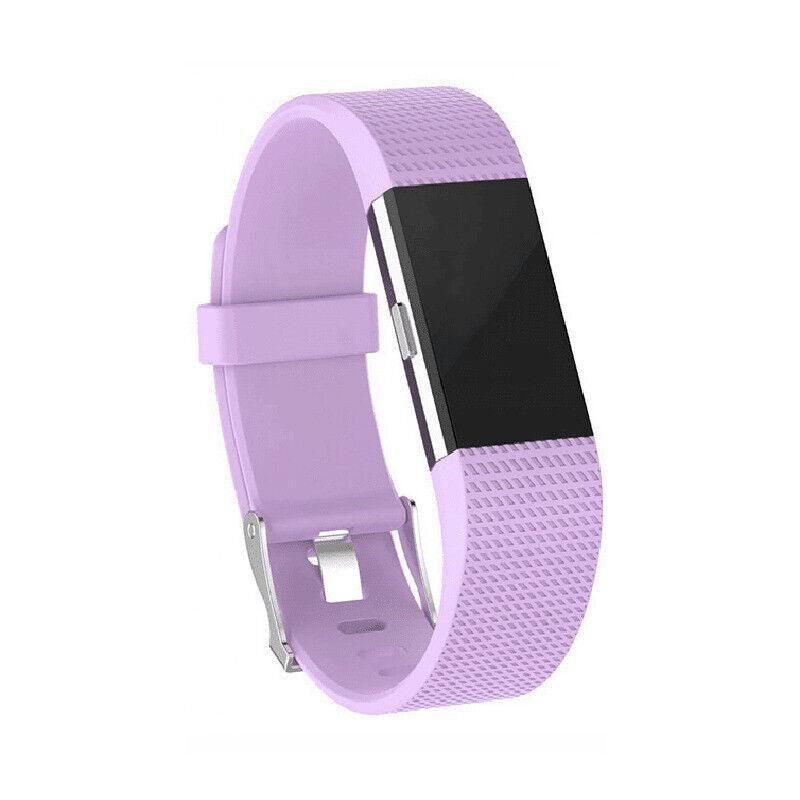 L Size Silicone Watch Wrist Sports Strap For Fitbit Charge Band Wristband Replacement - Purple