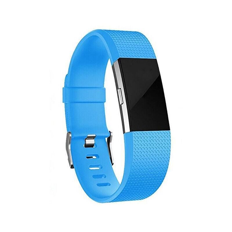 L Size Silicone Watch Wrist Sports Strap For Fitbit Charge Band Wristband Replacement - Sky Blue