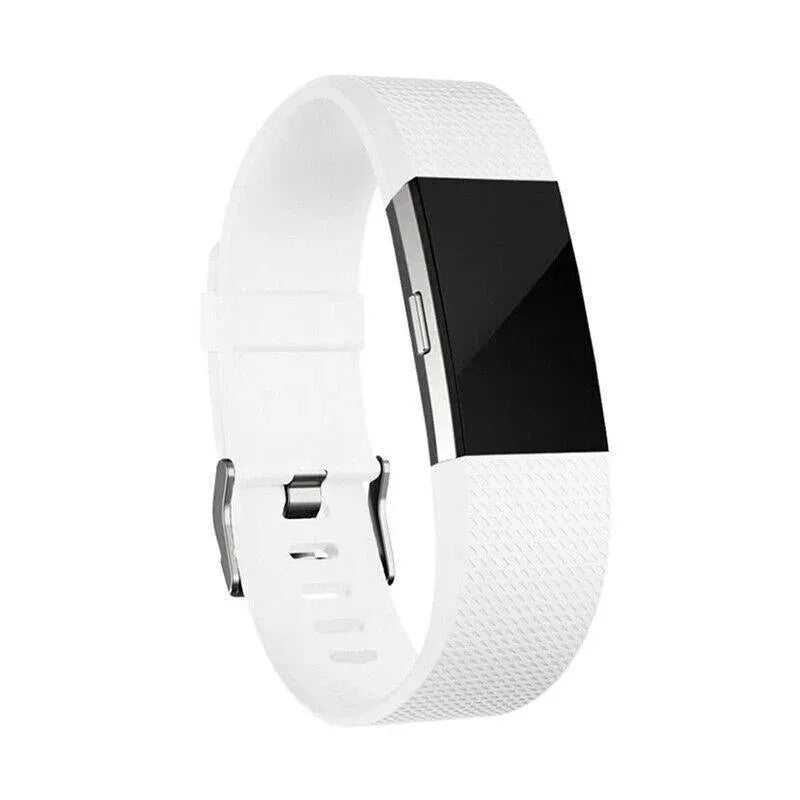 L Size Silicone Watch Wrist Sports Strap For Fitbit Charge Band Wristband Replacement - White