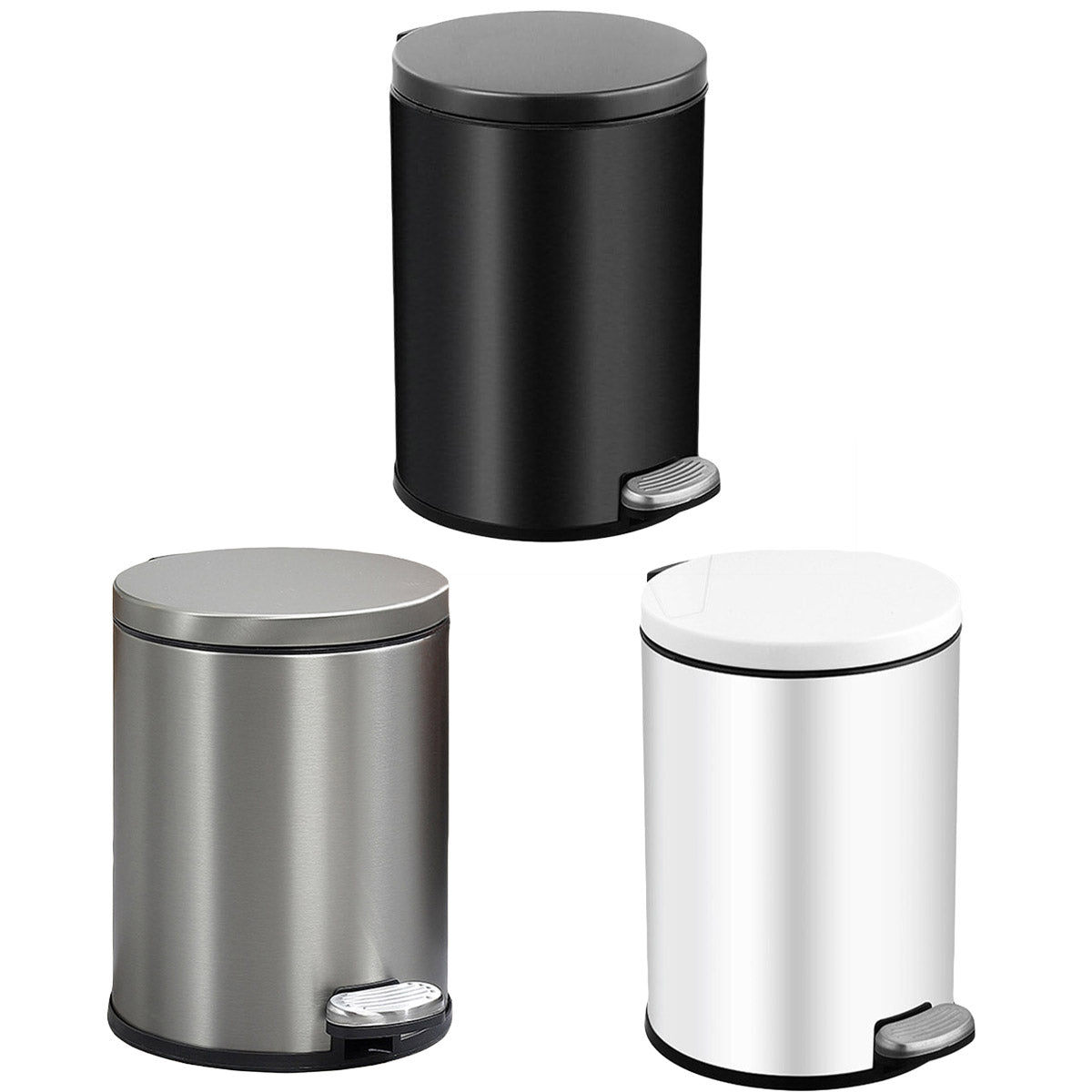 Trash Can Double Layer Foot Pedal Design with Lid Household Bin Kitchen Bathroom - White
