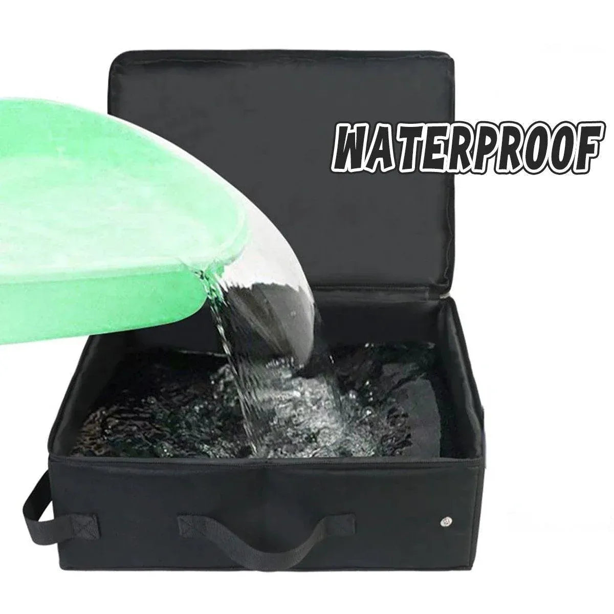 Portable Collapsible Travel Litter Box with Lid Foldable Fabric Litter Pan Bag