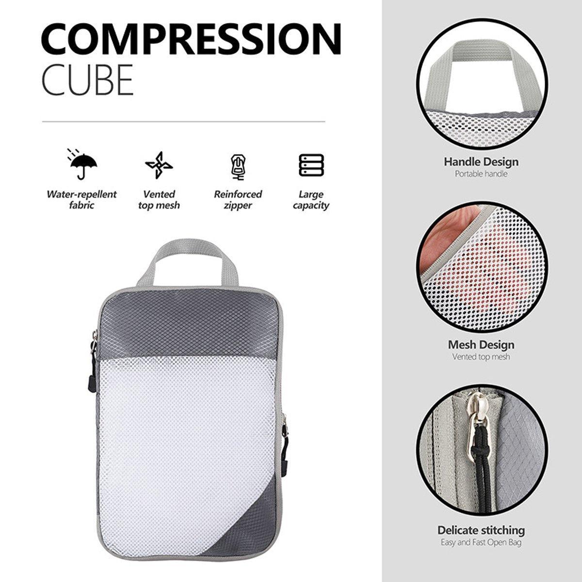 6pcs Mesh Visible Travel Storage Set Waterproof Nylon Compressible Storage Bags - Sky Blue