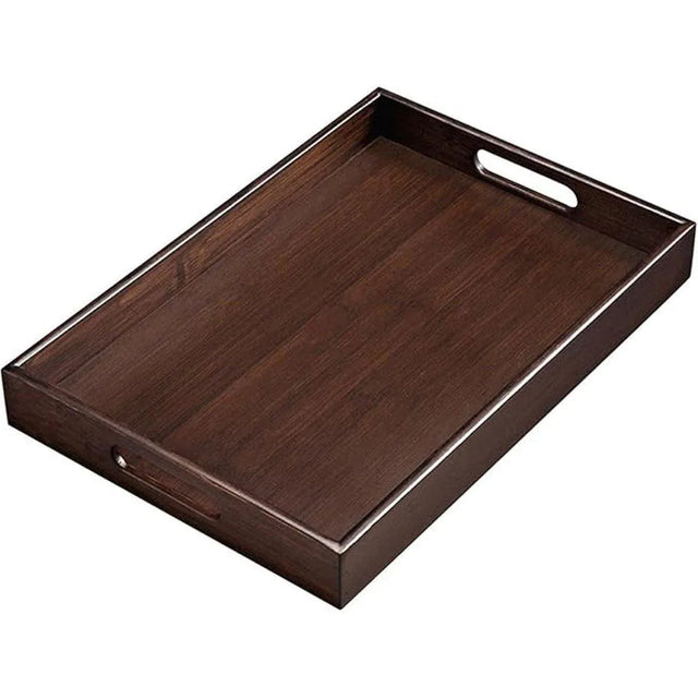 Bamboo Tea Tray Rectangular Walnut Colour Fruit Bread Serving Plate 28 20cm