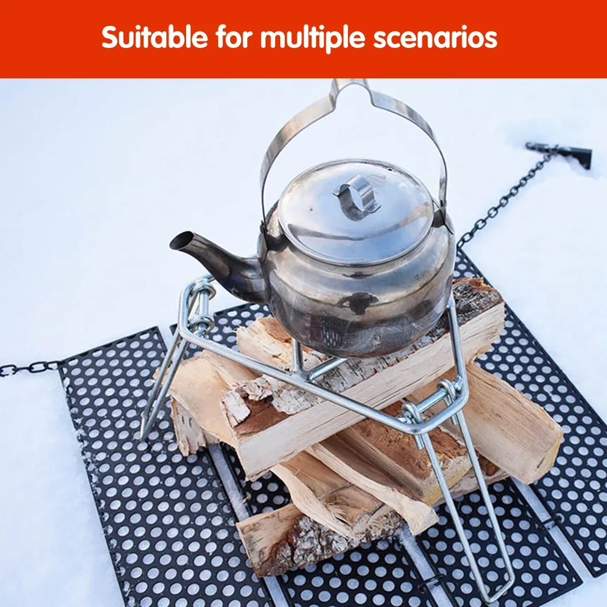 Folding Tripod Camping Stove Rack Triangle Pot Stand Outdoor Cooker Use
